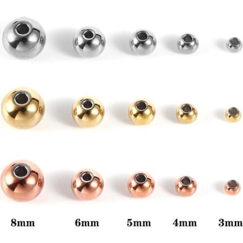 Color preserving stainless steel bead hole drilling steel ball ornaments beads scattered location bead bead bracelet necklace