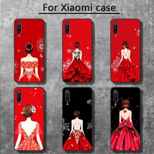 Luxury womans red wedding dress Phone Case for Xiaomi mi 6 6plus 6X 8 9SE 10 Pro mix 2 3 2s MAX2 note 10 lite Pocophone F1