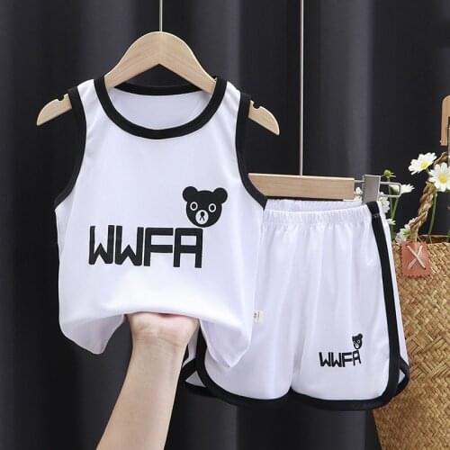 Childrens Quick-dry Tracksuit Summer Kids Clothes Boys Sleeveless Tops + Shorts Suit Fashion Boys Vest 2 Piece Set 1-6 Year Old
