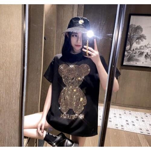 Young girls t-shirts 2021 brand-clothing Diamond stone tees women quality femalel clothing