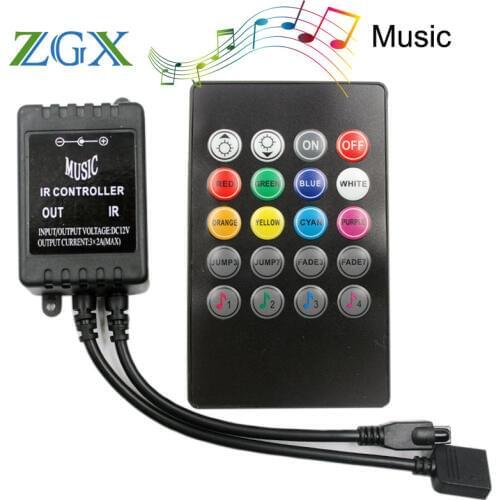 20 Keys IR Music sync remote controller Sound Sensor for LED Strip light module lamp switch wireless touch DC 12V RGB Lighting