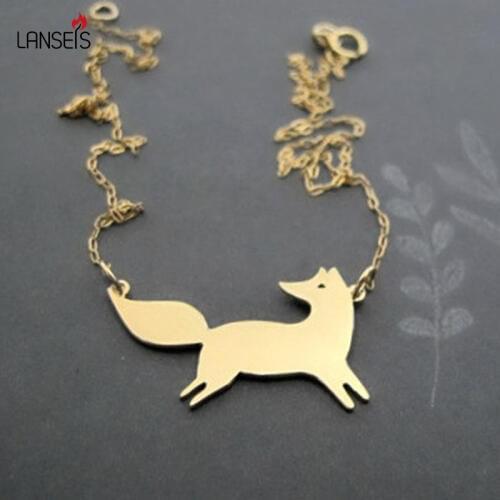 Lanseis Cute Fox Necklace Pendant Stainless Steel Pendant , 10Pcs Lovely Fox Necklace Forest Jewelry - Choose your color