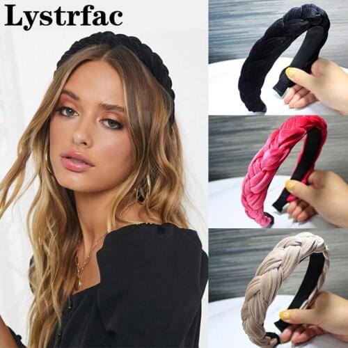 Lystrfac Solid Color Plaited Headband for Women Fashion Handmade Hairband Girls Hair Hoop Female Hair Accessories
