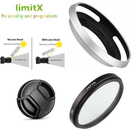 UV Filter + Metal Lens Hood + Cap for Fujifilm X-T200 X-T100 X-T30 X-A20 X-A7 X-A5 XA20 XA7 XT30 XT100 Camera with 15-45mm lens