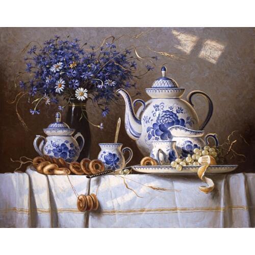 JMINE Div 5D Tea cup teapot Flower Full Diamond Painting cross stitch kits art High Quality Plant 3D paint by diamonds