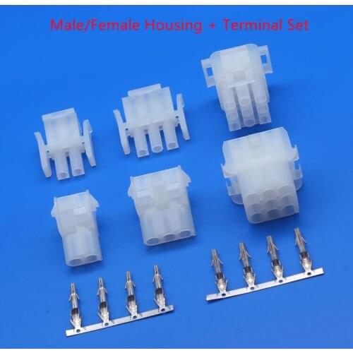 20Set/1Lot 63080 6.3mm Wire to Wire Connector Kits Male/Female Housing + Terminal Set 2 3 4 5 6 9P