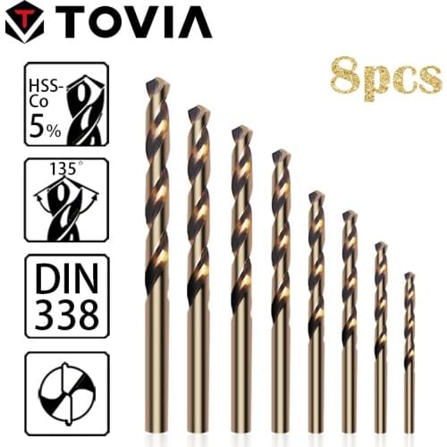 TOVIA HSS Cobalt Drill Bits Set For Metal Hardened Steel HSS CO Set Metal Drill 3mm-10mm Cobalt M35 Drill Set