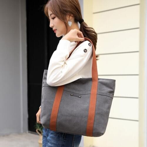 2020 New Korean Style Tide Ladies Canvas Bag Wild Casual Handbags Shoulder Bags Simple Large Capacity Travel Bag Women Tote Bag