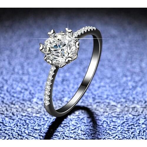 1 CT Moissanite Wedding Rings 925 Sterling Silver Diamond Flower Engagement Rings With Side Stone Band Fine Jewelry For Women