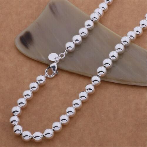 Cute 2020 fashion silver color Buddha bead necklace plated wedding beautiful 8mm Bead Necklace mens Jewelry Gift NEW