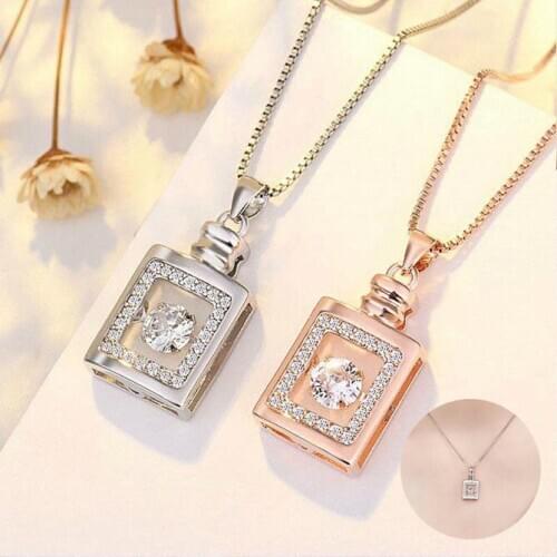 Necklace Perfume Bottle Pendant Gift Jewellery Chain Mode Women Silver Color