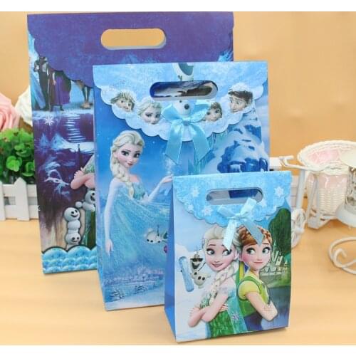 Frozen Paper Gift Bag Childrens Toy Storage Bag Party Decoration Supplies Disney Packaging Candy Box Small Gift for Children