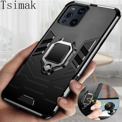 Shockproof Case for OPPO Find X3 Pro Realme 8 C20 GT Neo X2 Lite Armor Ring Stand Back Coque for Reno 5 5Z 5F 5Lite Phone Cover