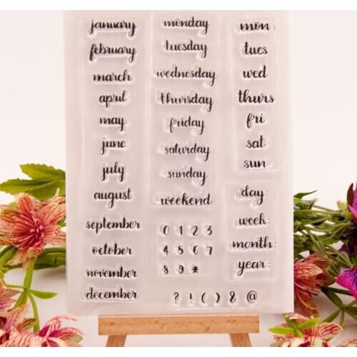 2020 month week date Letters Clear Stamps DIY Scrapbooking Craft Supplies Silicone Seal Custom Photo Album ink pad Stamping