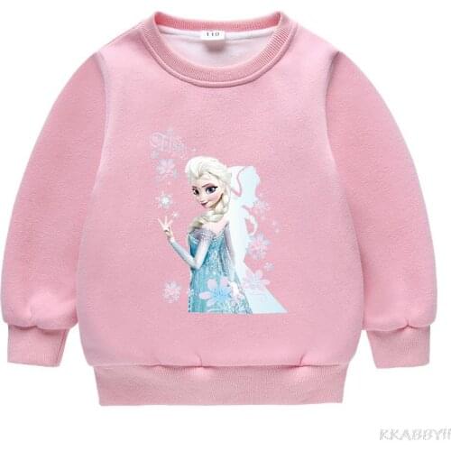 Disney Frozen Print Pullover Long Sleeve Girl Hooded Sweatshirt Children Clothes Casual Funny Kids Tops Hoodies