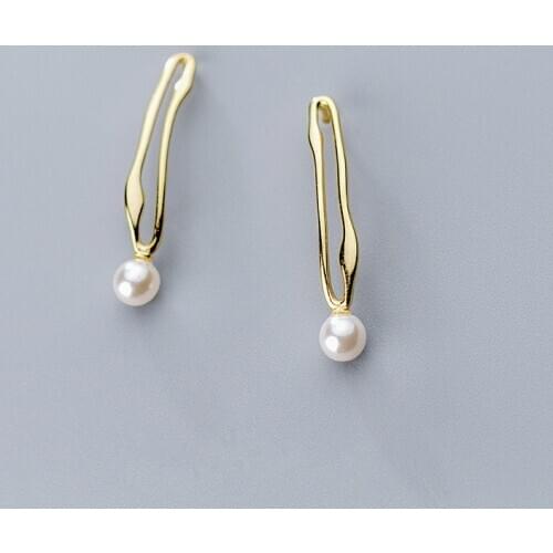 925 Solid Sterling Silver Simple Pearl Stud Earrings For Women Girl Gift Pendientes Mujer Engagement Jewelry Brincos eh955