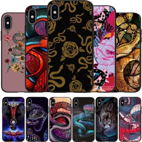 Hand Snake Flower Snake Painting Black TPU Silicone Soft Phone Case For iPhone 11 12 Pro X XR XS MAX 5 6 7 8 Plus SE 2020