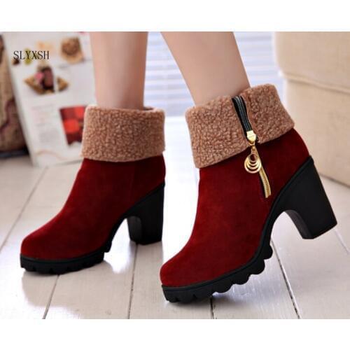 SLYXSH 2018 autumn and winter models side zipper boots womens two wear non-slip thick with snow boots womens boots