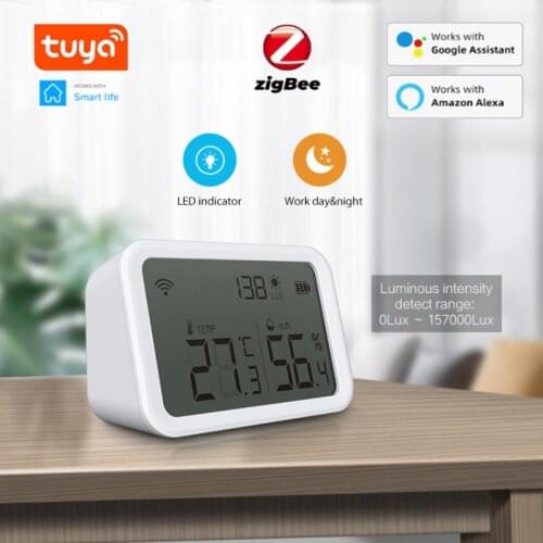 NEO Tuya Smart Zigbee Indoor Temperature And Humidity Sensor Alarm System Devices LCD Smart Hygrometer Work With Zigbee Hub