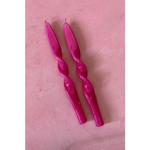Mysterious Home 2'li Fuchsia Twist Knot Candlestick Candle