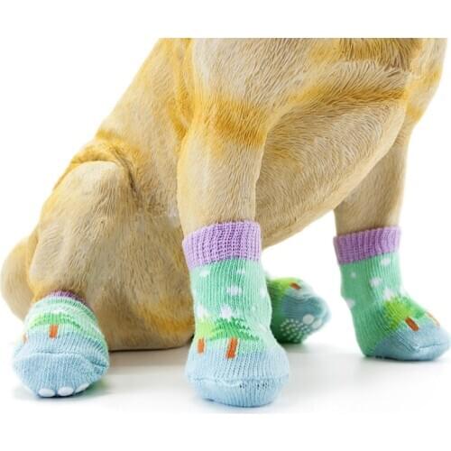 Warm Puppy Dog Shoes Soft Acrylic Pet Knits Socks Cute Cartoon Anti Slip Skid Socks For Small Dogs Pet Products