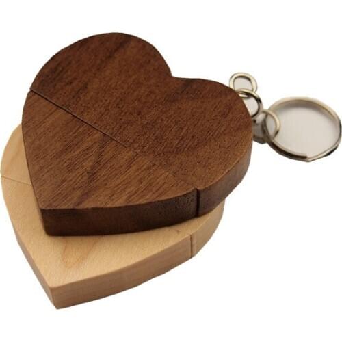 Wooden Heart Usb flash drive USB 2.0 Pen Drive 4gb 8gb 16gb pendrive 32gb Memory Stick 64gb u disk Company Logo customized gift