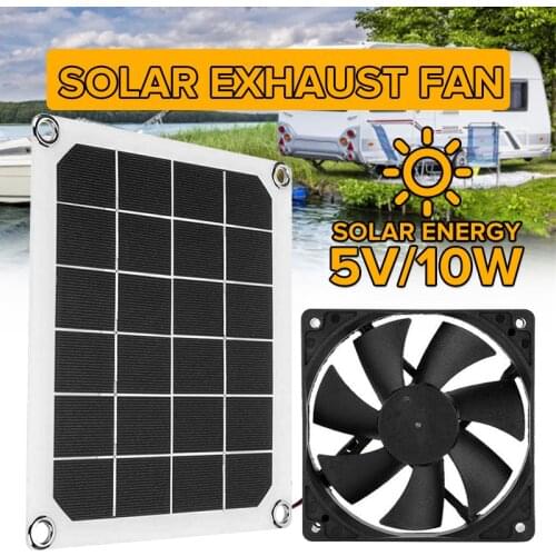 5V 10W 6 Inch Solar Exhaust Fan Portable Exhaust Fan Mini Fan Powered by Solar Panel For RV Greenhouse Pet House Chicken Coop