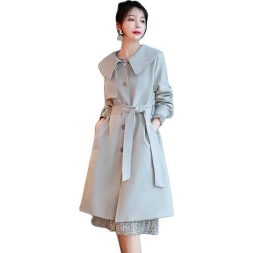 Windbreaker Women Mid-length Coat 2021 Female Spring Autumn Korean Version Loose Thin Fashion Temperament Popular Jacket A595H