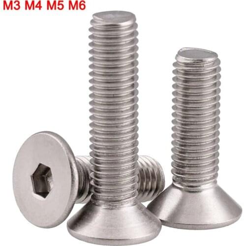 20Pcs 316 Stainless Steel DIN7991 Hexagonal Countersunk Head Screw Flat Head Screw M3 M4 M5 M6
