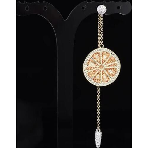 Funny summer fruit earrings women ladies orange style pendant earrings cocktail party crystal stud earrings