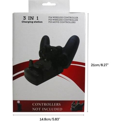 40GD Charging Dock Station 3 in 1 Charger Stand with LED Light Indicator Compatible with PS4/PS3/PS3 Move Wireless Controller