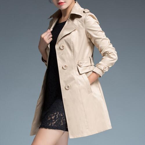 Womens Windbreaker Plus Size Overweigh Womens Trench Coat Brand New Fashion Fall Autumn Casual Womens Clothing Double Breasted