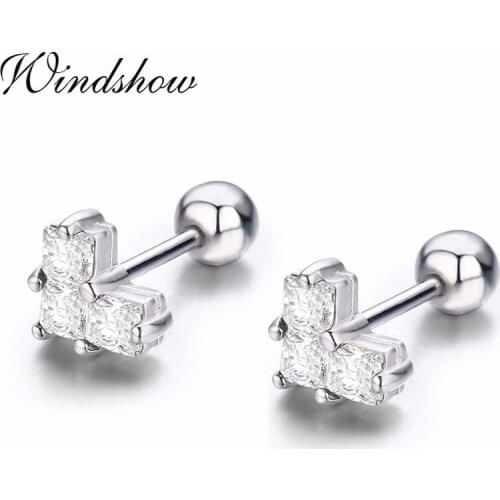 Cute 925 Sterling Silver Love Peach Heart Screw Black Stud Earrings For Women Girls Children Kids Jewelry Orecchini Aros Aretes