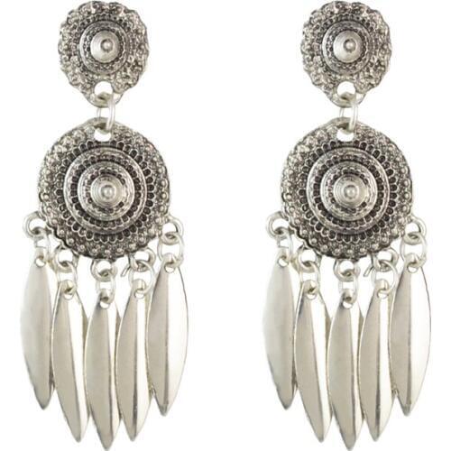 LOVBEAFAS Boho Vintage Drop Dangle Metal Tassel Earrings For Women Bohemian Antique Silver Color Jewelry Fashion Long Earrings