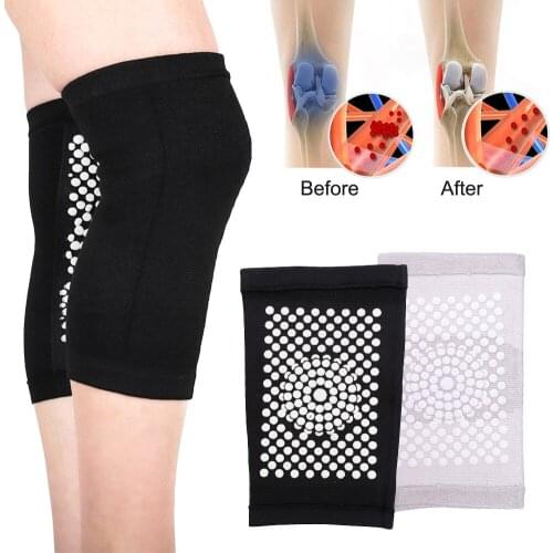 1 Pair Fitness Short Self Heating Kneepads Sports Safety Foaming Therapy Knee Support Heating Belt Knee Sleeves Black Gray