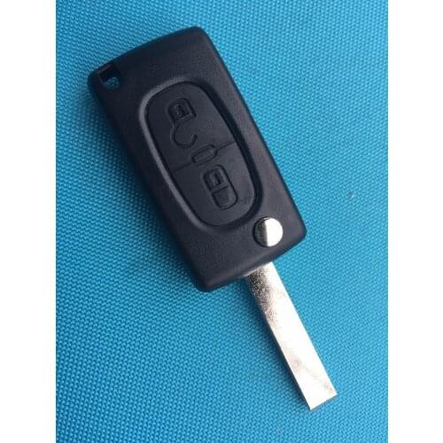 1Pcs Replacement Key Case For Peugeot 207 307 SW 2 Button FOB Remote Shell Uncut Blade HU83 With Battery Place No Logo Auto Part
