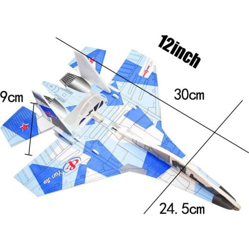 12-inch Electric Hand-thrown Airplane Toy Model Light Swing Glide Fighter Outdoor Foam Airplane Toy Gift For Children