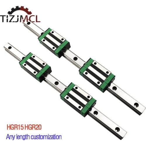 2pc HGR15 HGR20 Square Guide Linear Rail+4pc Flang Slide Block Carriages HGH20CA/HGW20CCHGH15CA/HGW15CC For CNC Router Engraving