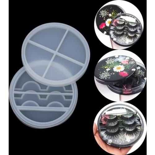 2pcs/set Epoxy Resin Mold False Eyelashes Storage Box Silicone Mold for Case Holder Cosmetic Care Container Epoxy Resin Mold