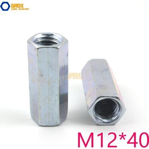 6 Pieces M12*40mm Hex Rod Coupling Nut Galvanized