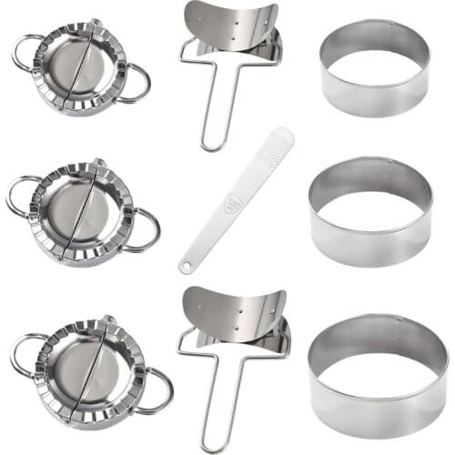 9pcs Dumpling Maker,Portable Dumpling Mold Set Stainless Steel Manual Pinch Ravi