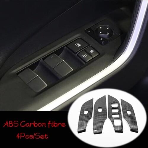 ABS Plastic LHD Door Window glass Lift Control Switch Panel Cover Trim car styling For Toyota RAV4 2019 2020 accessories 4pcs