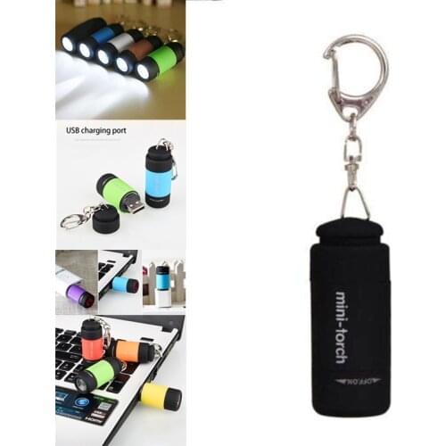 USB Rechargeable Key chain Flashlight Mini Keychain Pocket Torch LED Lamp Outdoor Camping light USB Charger Multi-color