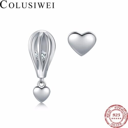 COLUSIWEI Fashion Solid 925 Sterling Silver Swing Fire Balloon Hearts Stud Earrings For Women Sterling Silver Romantic Jewelry