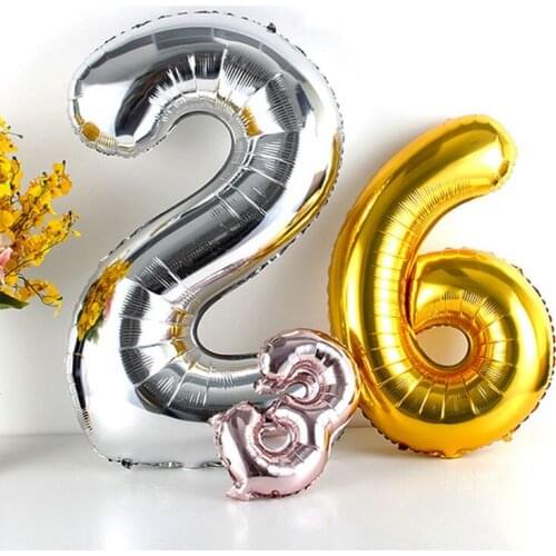 Gold Silver Happy Birthday Balloons Aluminum Foil Number Balloons 0-9 Air Inflatable Balloon Birthday Party Decorations Kids