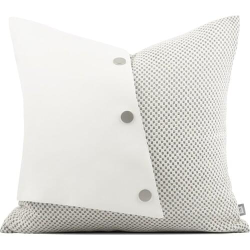 Living Room Sofa Decoration Cushion Covers Solid White Pillow Cover Light Luxury PU Leather Square Throw Pillow Case 45x45cm