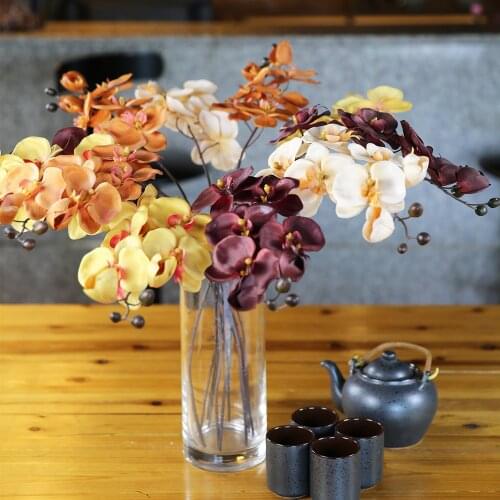 76cm 1Bundle 7 Heads Artificial Silk Orchid Flowers Butterfly Moth Phalaenopsis Fake Flower for Wedding Party Home Decoration