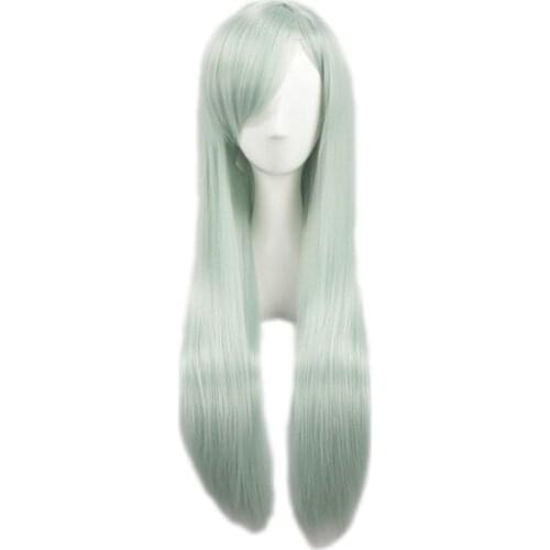 Anime The Seven Deadly Sins Elizabeth Liones Cosplay Wig Long Light Gray Green Heat Resistant Synthetic Hair Wig + Wig Cap