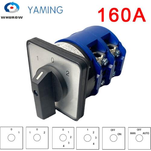 LW26 series 160A 2 phase 3 position rotary switch on-off-on changeover cam universal switch high voltage high current