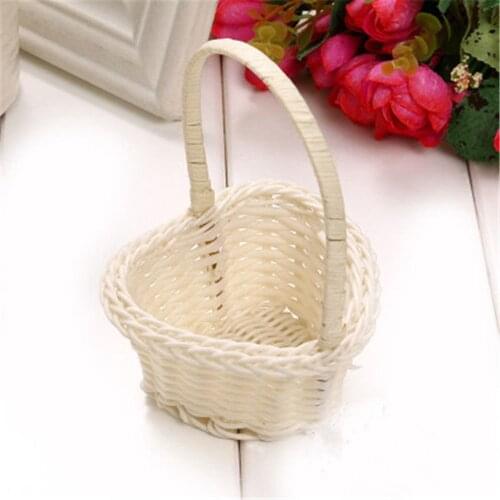 Hand-woven Storage Baskets Mini Plastic Weaving Storage Baskets Fabric Flower Basket Fruit Rattan Cosmetics Tea Picnic Organizer